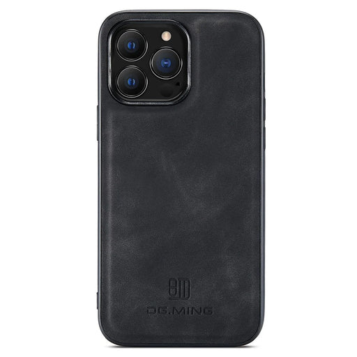 DG.MING For iPhone 13 Pro Case PU Leather+PC+TPU Back Shell Phone Cover - Black - 1
