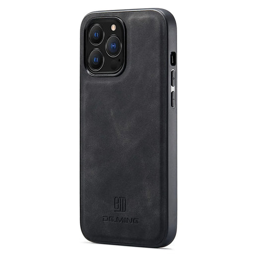 DG.MING For iPhone 15 Pro Max Case Cell Phone PC+TPU+PU Leather Coated Cover - Black - 2