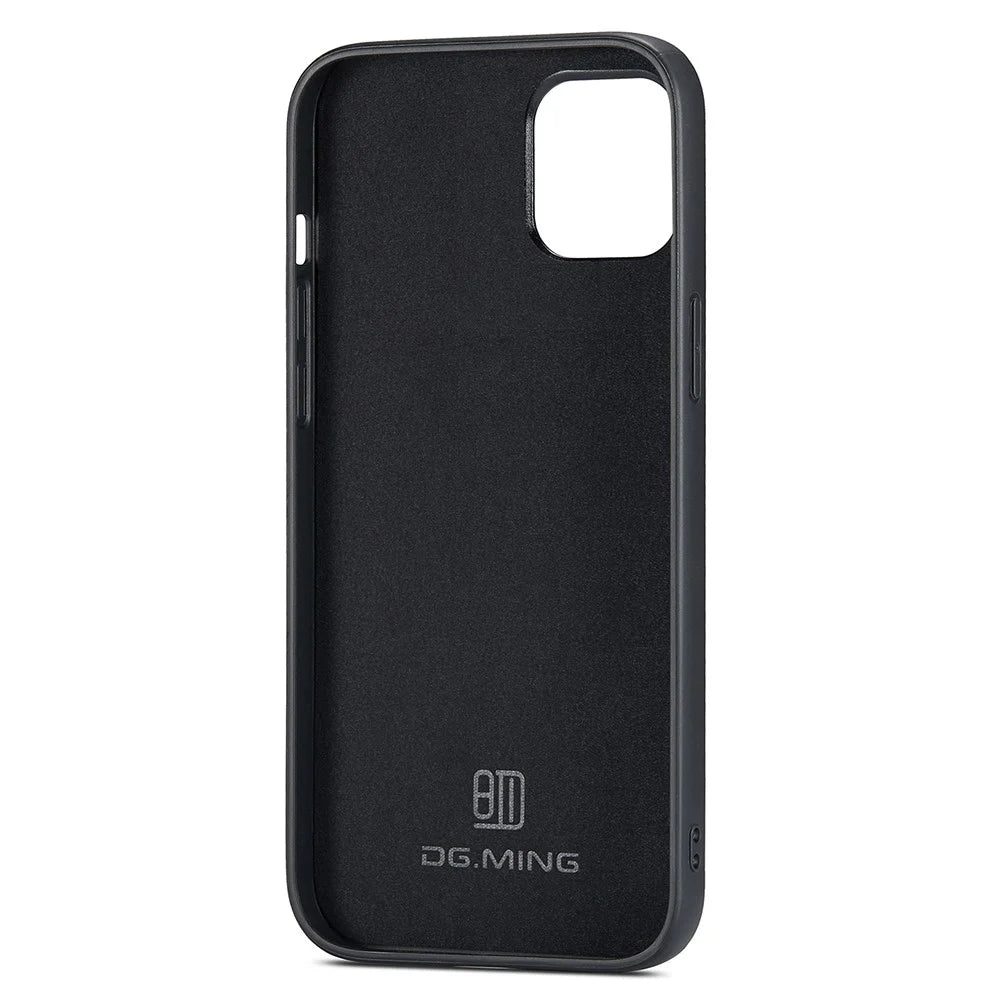 DG.MING For iPhone 14 Plus Case Cell Phone PC+TPU+PU Leather Coated Protective Cover - Black - 3