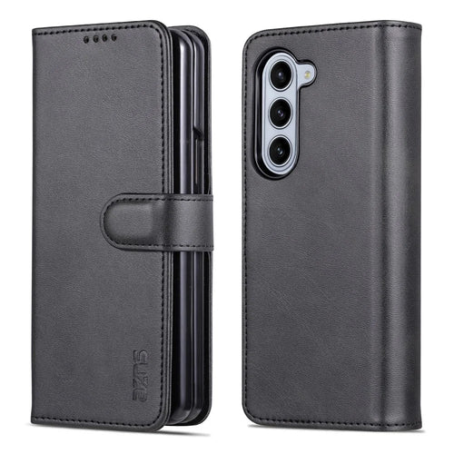 AZNS For Samsung Galaxy Z Fold5 5G Case Wallet PU Leather Phone Cover - Black - 1