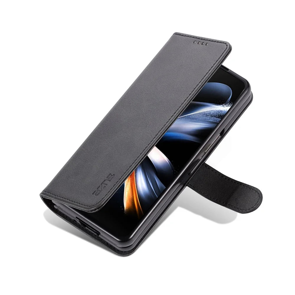 AZNS For Samsung Galaxy Z Fold5 5G Case Wallet PU Leather Phone Cover - Black - 6