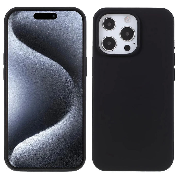 For iPhone 15 Pro Case Anti-Scratch Ultra-Slim Silicone Phone Back Cover - Black - 1