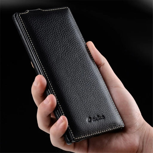 MELKCO For Samsung Galaxy Note20 Ultra / Note20 Ultra 5G Case Vertical Flip Genuine Cow Leather+PC Cover - Black - 2