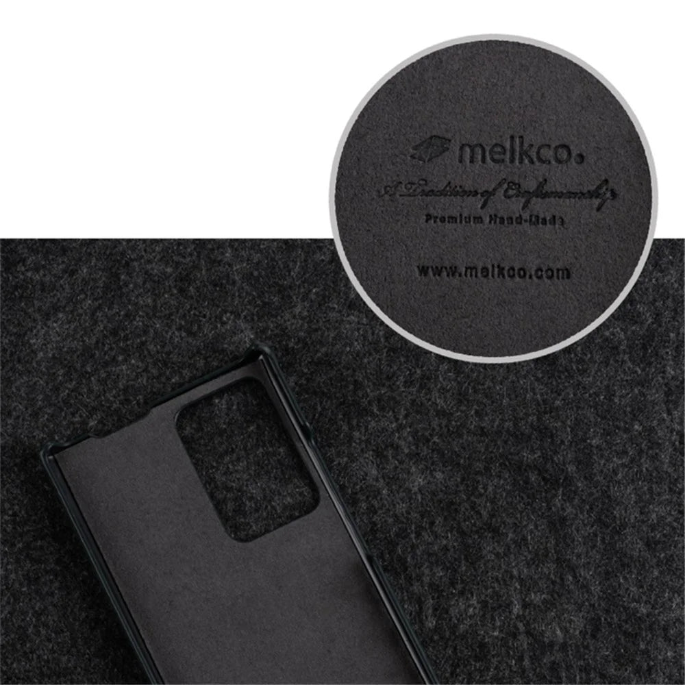 MELKCO For Samsung Galaxy Note20 Ultra / Note20 Ultra 5G Case Vertical Flip Genuine Cow Leather+PC Cover - Black - 4
