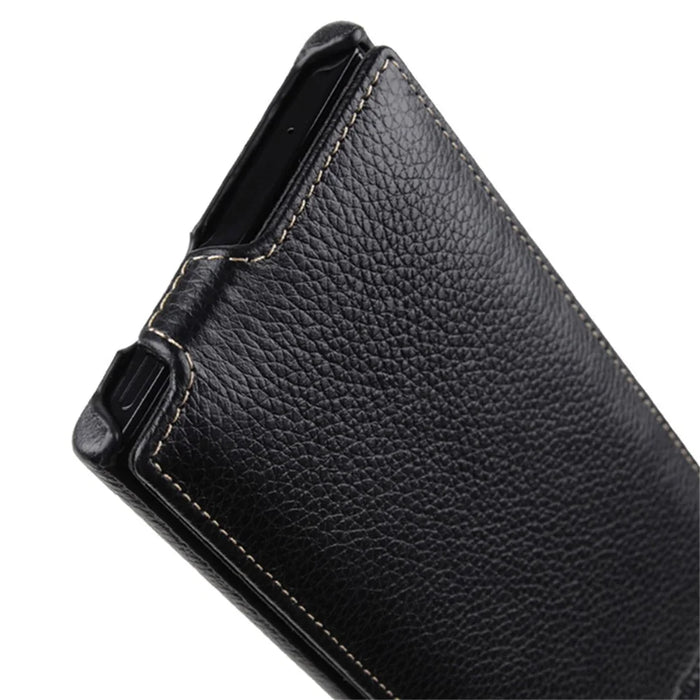 MELKCO For Samsung Galaxy Note20 Ultra / Note20 Ultra 5G Case Vertical Flip Genuine Cow Leather+PC Cover - Black - 5