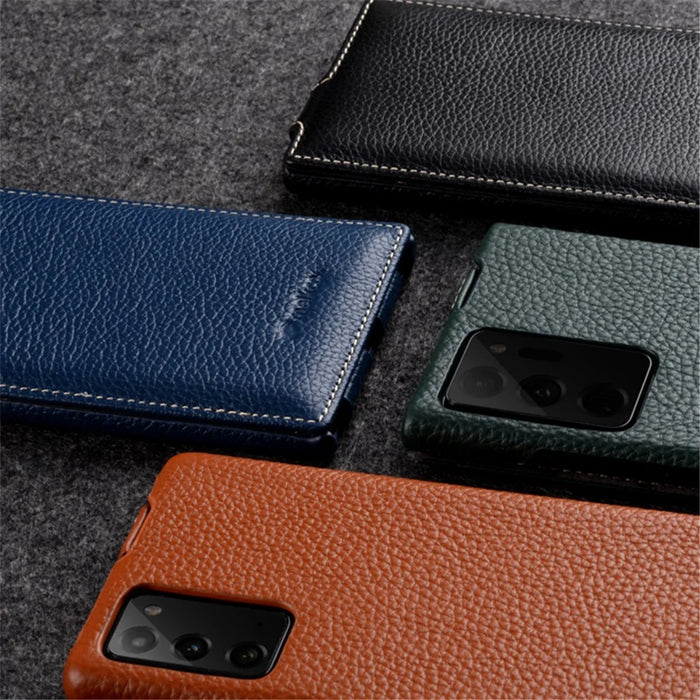 MELKCO For Samsung Galaxy Note20 Ultra / Note20 Ultra 5G Case Vertical Flip Genuine Cow Leather+PC Cover - Black - 6