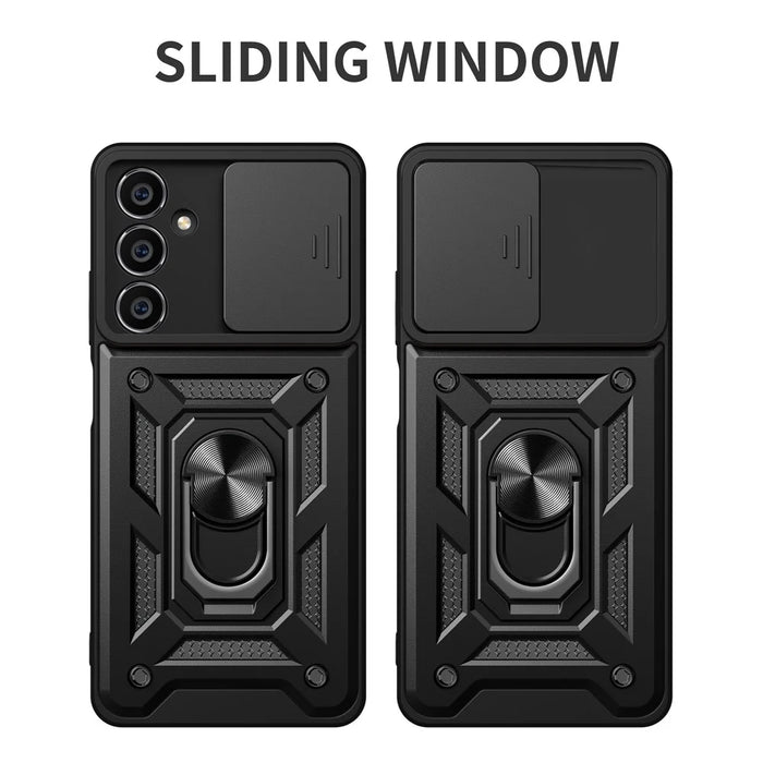For Samsung Galaxy M54 5G / F54 5G Case Ring Kickstand PC+TPU Smartphone Cover - Black - 2