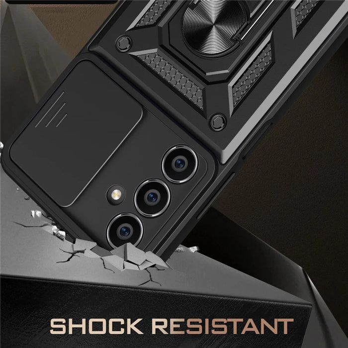 For Samsung Galaxy M54 5G / F54 5G Case Ring Kickstand PC+TPU Smartphone Cover - Black - 3