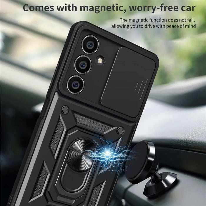 For Samsung Galaxy M54 5G / F54 5G Case Ring Kickstand PC+TPU Smartphone Cover - Black - 4