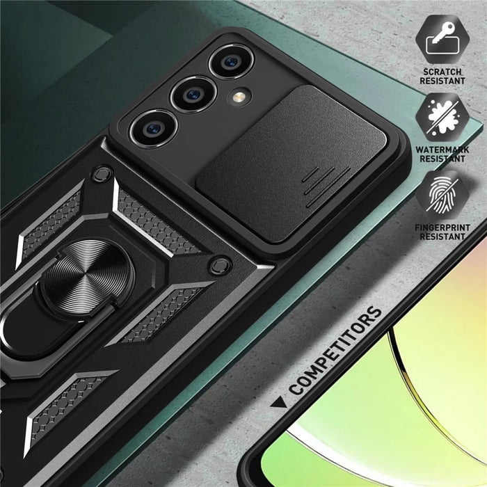 For Samsung Galaxy M54 5G / F54 5G Case Ring Kickstand PC+TPU Smartphone Cover - Black - 5