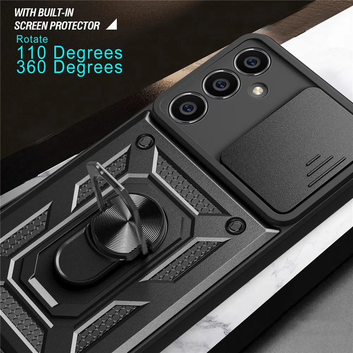For Samsung Galaxy M54 5G / F54 5G Case Ring Kickstand PC+TPU Smartphone Cover - Black - 7