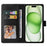 GQ.UTROBE 009 Series for iPhone 15 Case Imprinted PU Leather Wallet Stand Phone Cover - Black - 3