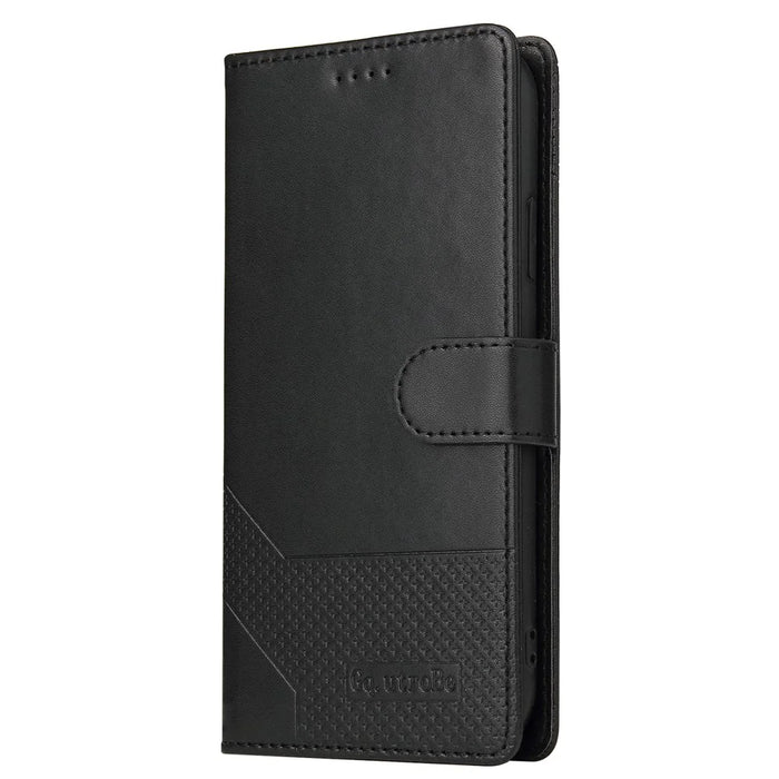 GQ.UTROBE 009 Series for iPhone 15 Case Imprinted PU Leather Wallet Stand Phone Cover - Black - 6