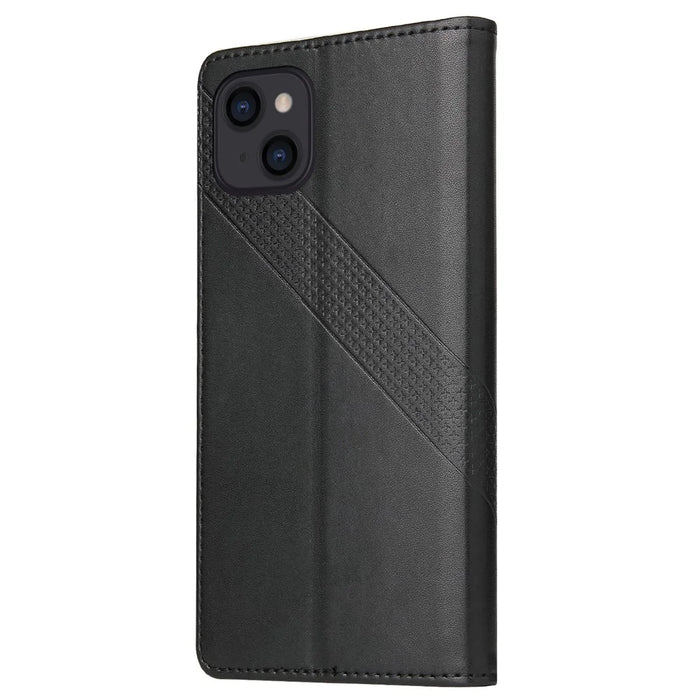 GQ.UTROBE 009 Series for iPhone 15 Case Imprinted PU Leather Wallet Stand Phone Cover - Black - 7
