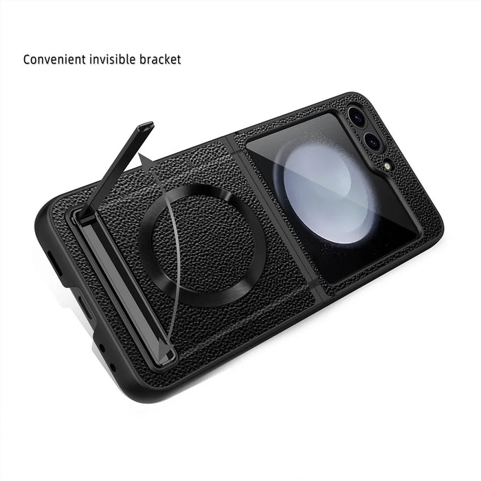 For Samsung Galaxy Z Flip5 5G Kickstand Case Hard PC Phone Cover Magnetic Case - Black - 2