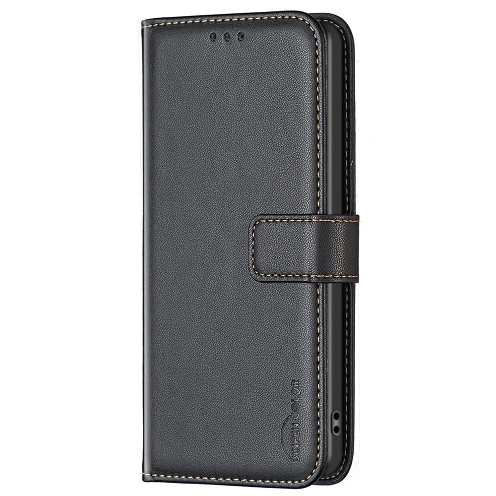 BINFEN COLOR BF17 For Samsung Galaxy A05s 4G Case Wallet PU Leather Stand Phone Cover - Black - 7