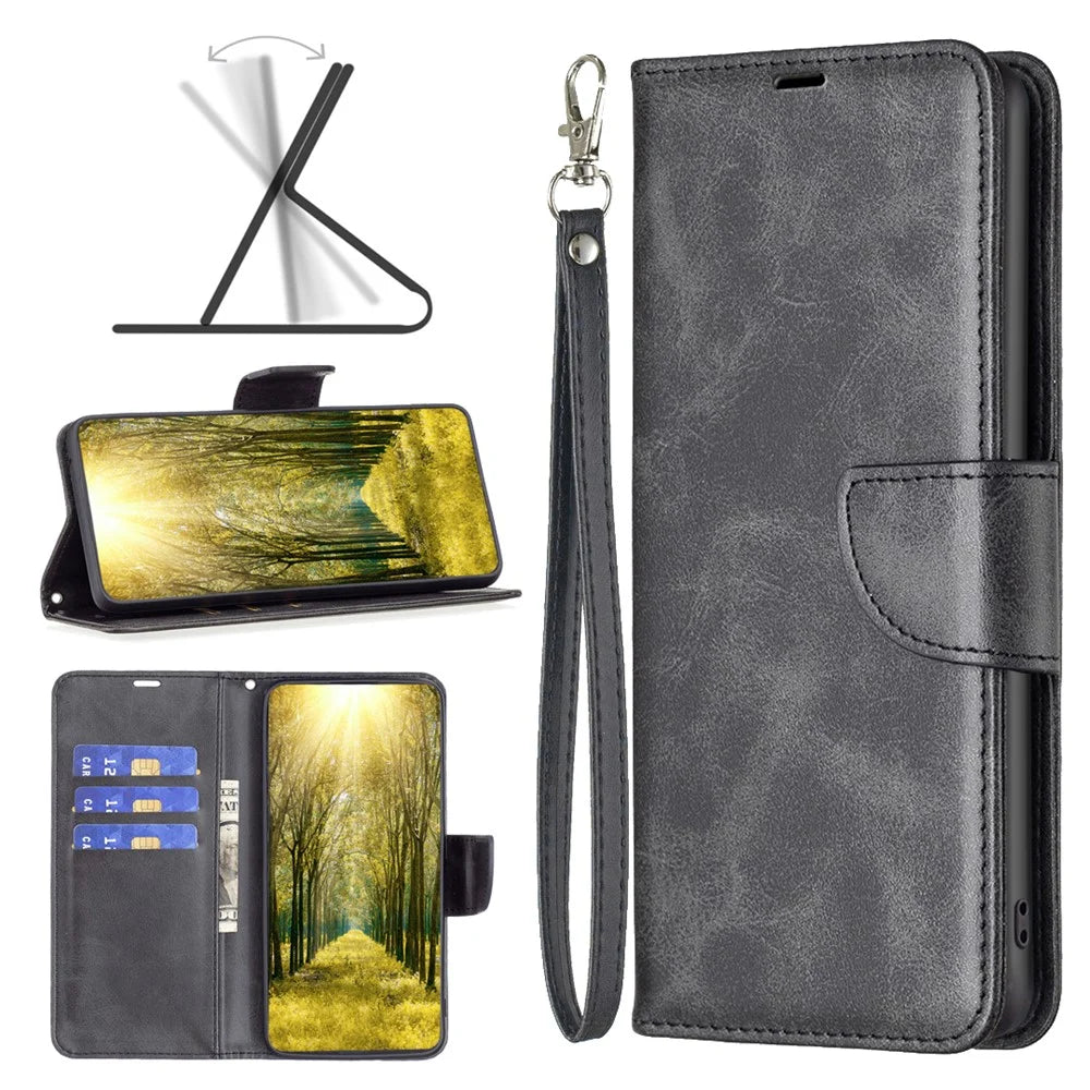 For Samsung Galaxy A05s 4G Case Shockproof PU Leather Phone Cover Stand Wallet - Black - 4