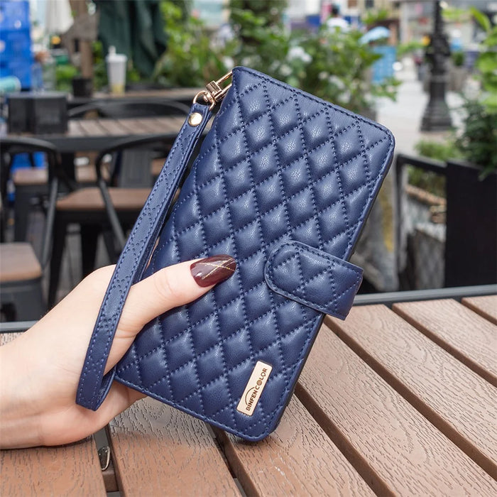 BINFEN COLOR BF Style-15 For Samsung Galaxy A05s 4G Case Zipper Pocket Leather Wallet Stand Phone Cover - Blue - 5