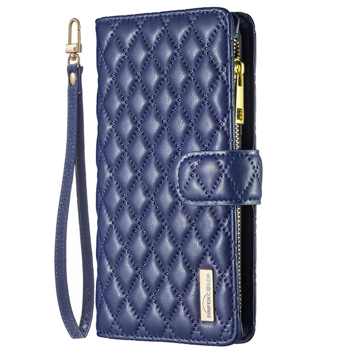 BINFEN COLOR BF Style-15 For Samsung Galaxy A05s 4G Case Zipper Pocket Leather Wallet Stand Phone Cover - Blue - 7