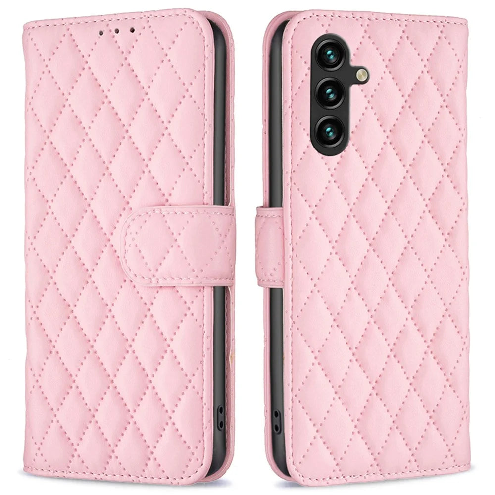 BINFEN COLOR BF Style-14 for Samsung Galaxy A05s 4G Case Imprinted Wallet Stand Leather Phone Cover - Pink - 1