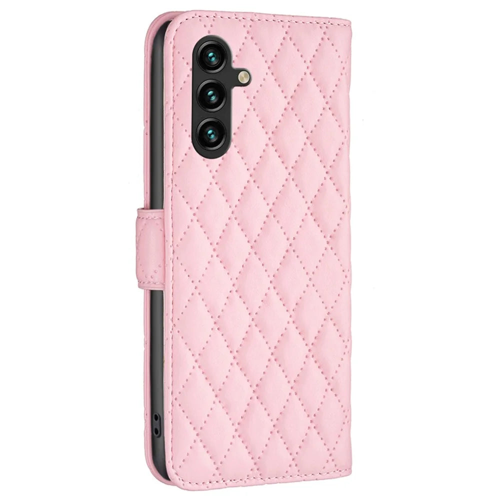 BINFEN COLOR BF Style-14 for Samsung Galaxy A05s 4G Case Imprinted Wallet Stand Leather Phone Cover - Pink - 7