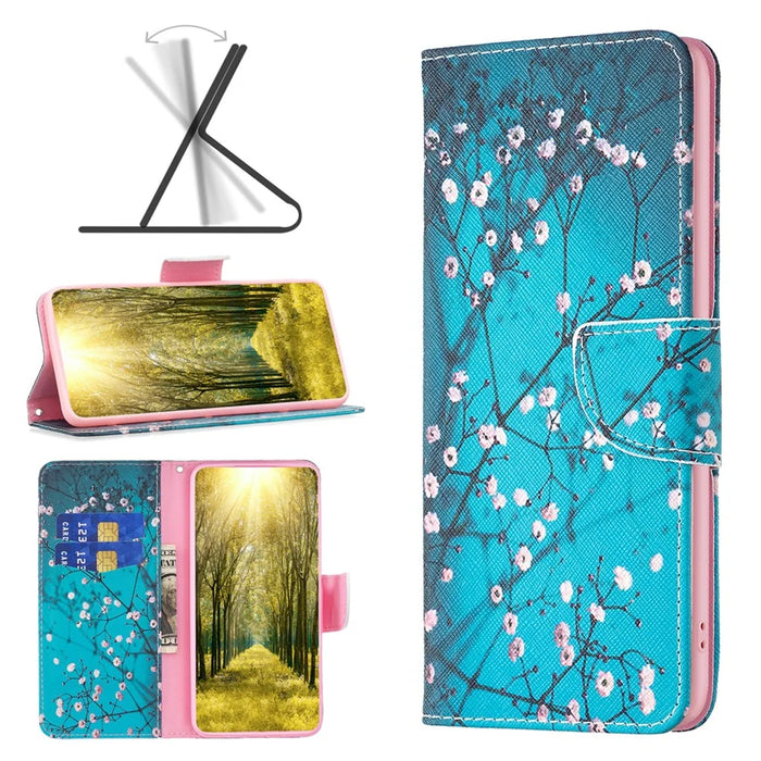 PU Leather Phone Cover for Samsung Galaxy A05s 4G Case with Wallet Stand - Plum Blossom - 4