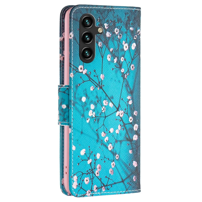 PU Leather Phone Cover for Samsung Galaxy A05s 4G Case with Wallet Stand - Plum Blossom - 6