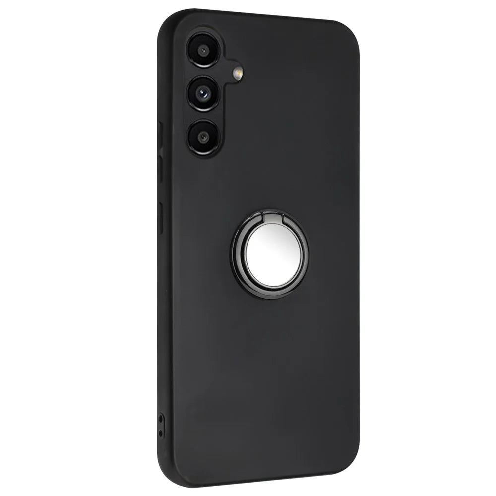For Samsung Galaxy A05s 4G Case Matte TPU Protective Phone Cover with Ring Kickstand - Black - 1