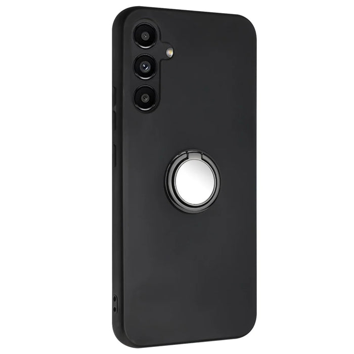 For Samsung Galaxy A05s 4G Case Matte TPU Protective Phone Cover with Ring Kickstand - Black - 1