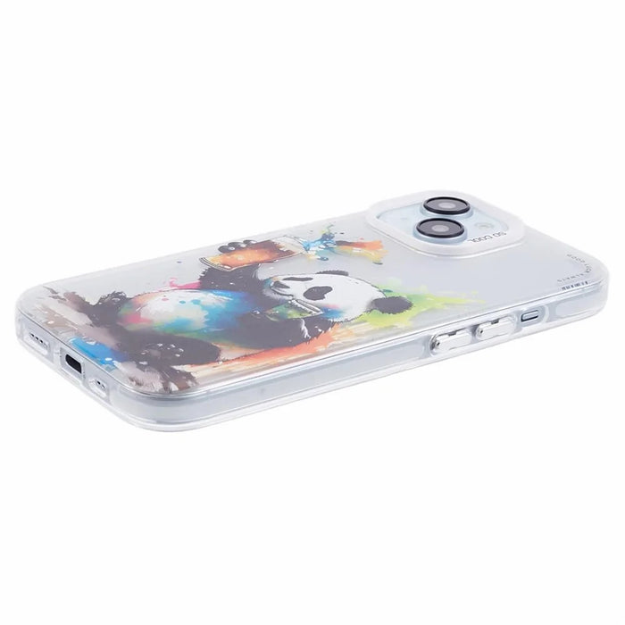 For iPhone 15 Cartoon Graffiti Case PC+TPU Protective Phone Cover - Cheers Panda - 4