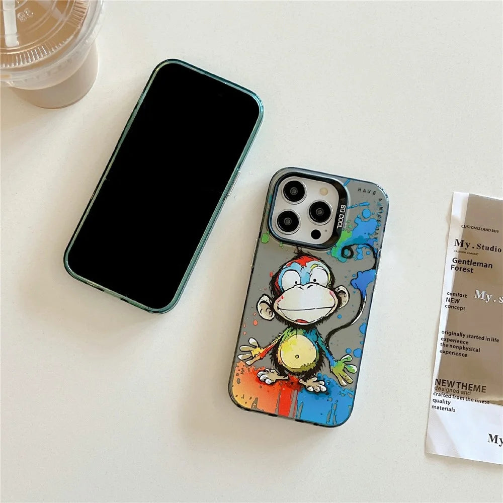 For iPhone 15 Pro Phone Case PC+TPU Graffiti Animal Pattern Design Cover - Sweater Dog - 3