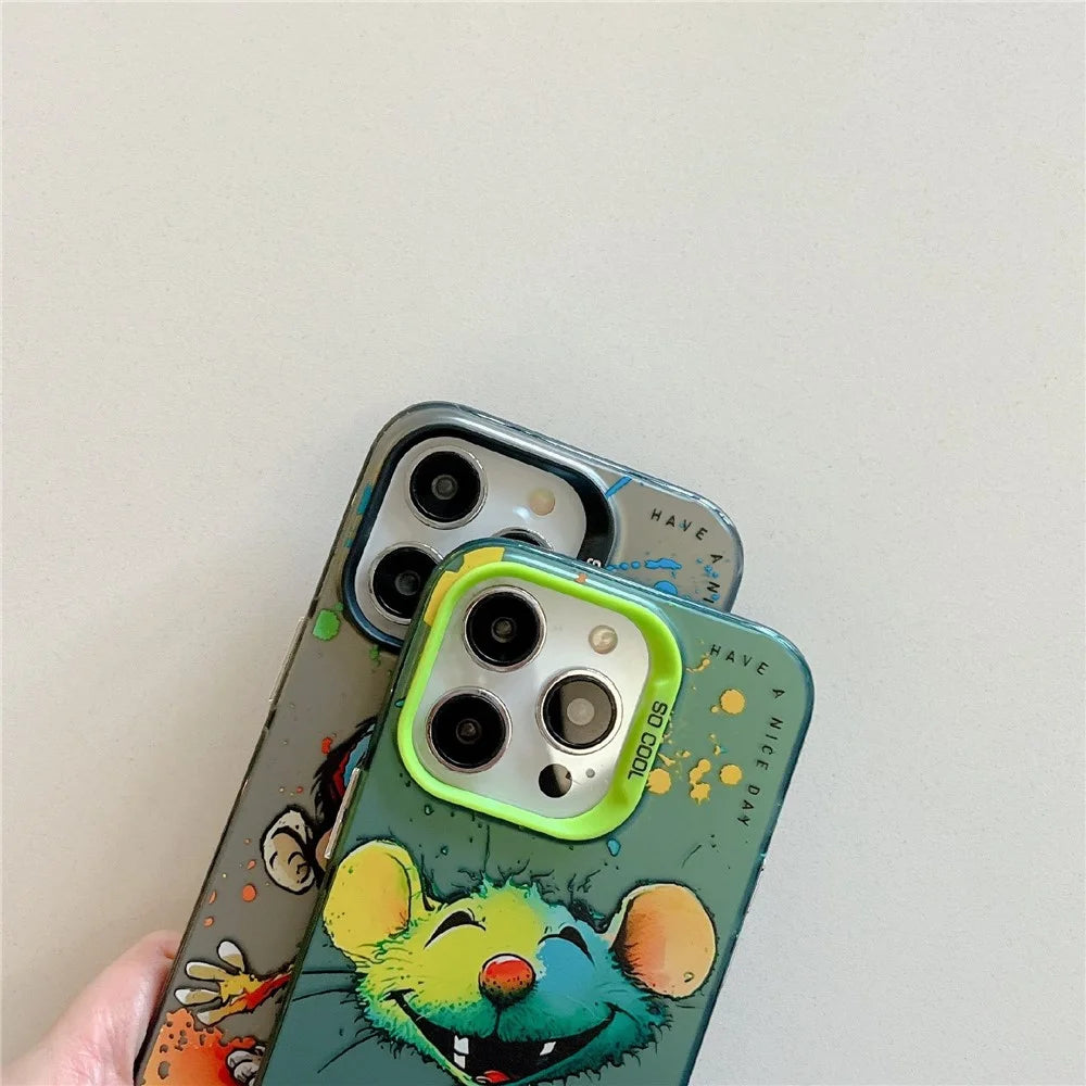 For iPhone 15 Pro Phone Case PC+TPU Graffiti Animal Pattern Design Cover - Sweater Dog - 4