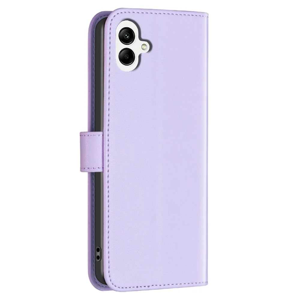 BINFEN COLOR BF17 For Samsung Galaxy A05 4G Case Wallet PU Leather Stand Phone Cover - Purple - 7