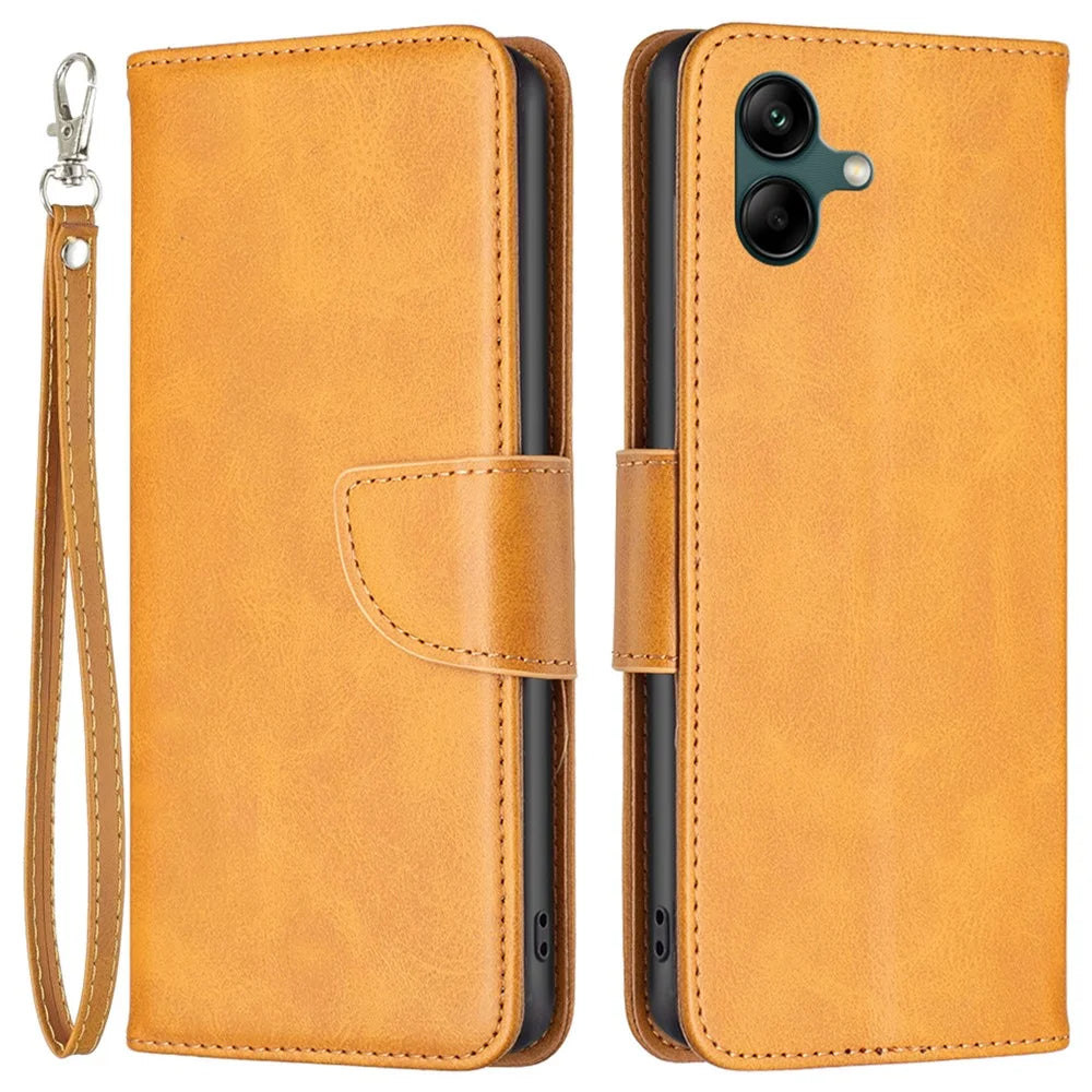 For Samsung Galaxy A05 4G Case PU Leather Phone Cover with Wallet Stand - Yellow - 1
