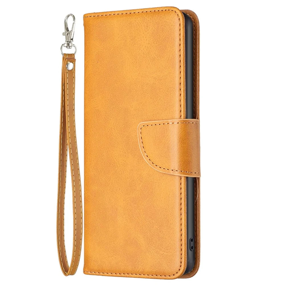 For Samsung Galaxy A05 4G Case PU Leather Phone Cover with Wallet Stand - Yellow - 5