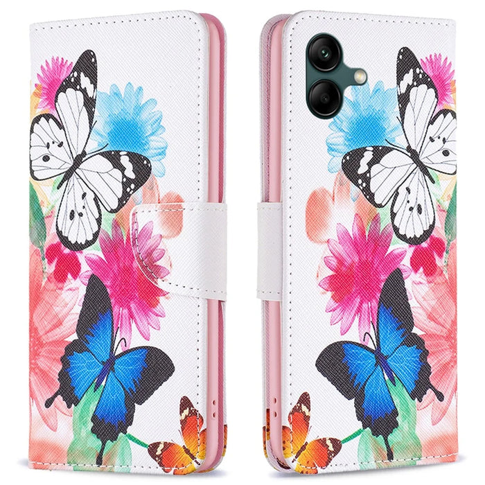 For Samsung Galaxy A05 4G Leather Case Wallet Stand Phone Cover - Two Butterflies - 1