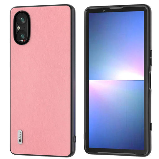 ABEEL For Sony Xperia 5 V Phone Case Smooth-touch Genuine Cow Leather Back Cover - Pink - 1