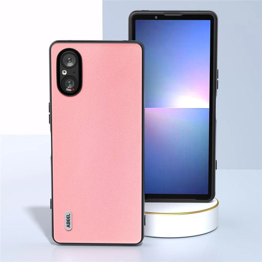 ABEEL For Sony Xperia 5 V Phone Case Smooth-touch Genuine Cow Leather Back Cover - Pink - 2