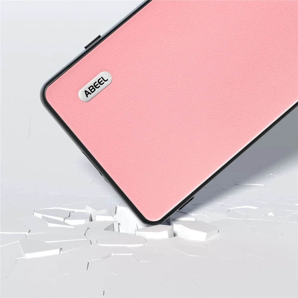 ABEEL For Sony Xperia 5 V Phone Case Smooth-touch Genuine Cow Leather Back Cover - Pink - 4