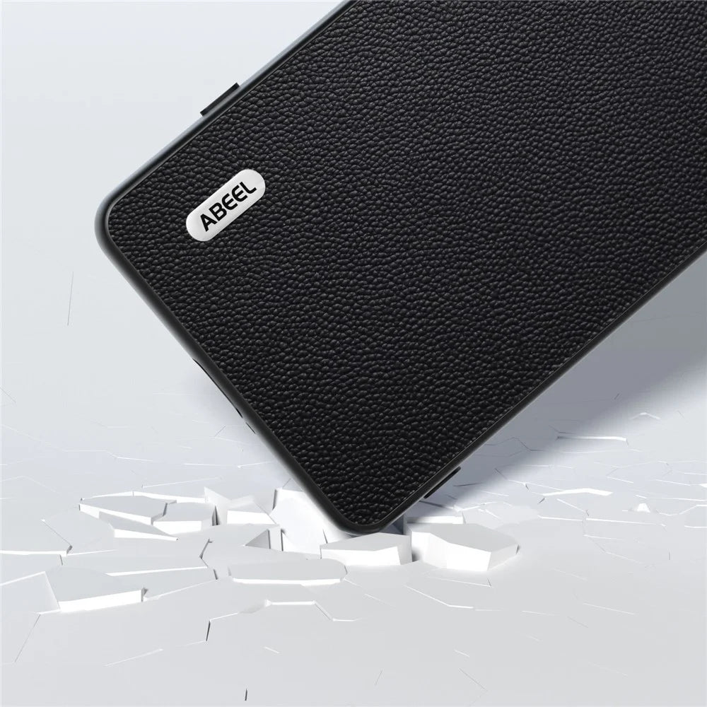 ABEEL For Sony Xperia 5 V Case Genuine Cow Leather Coated PC+TPU Phone Cover - Black - 4