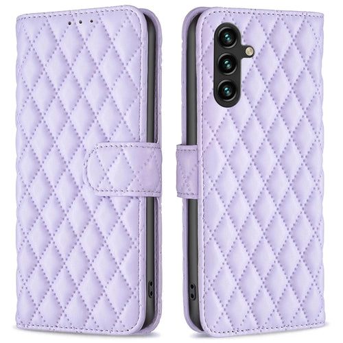BINFEN COLOR BF Style-14 For Samsung Galaxy A15 4G Case PU Leather Phone Cover with Wallet - Purple - 1