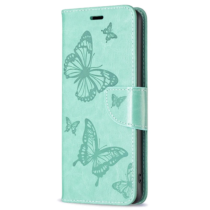 For Samsung Galaxy A15 4G Case Butterfly Imprinted PU Leather Wallet Cover - Green - 4