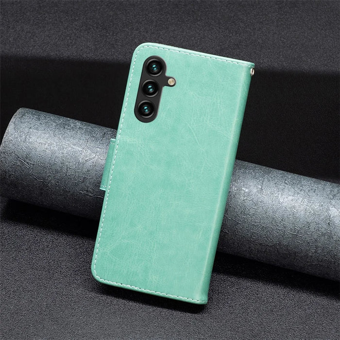 For Samsung Galaxy A15 4G Case Butterfly Imprinted PU Leather Wallet Cover - Green - 7