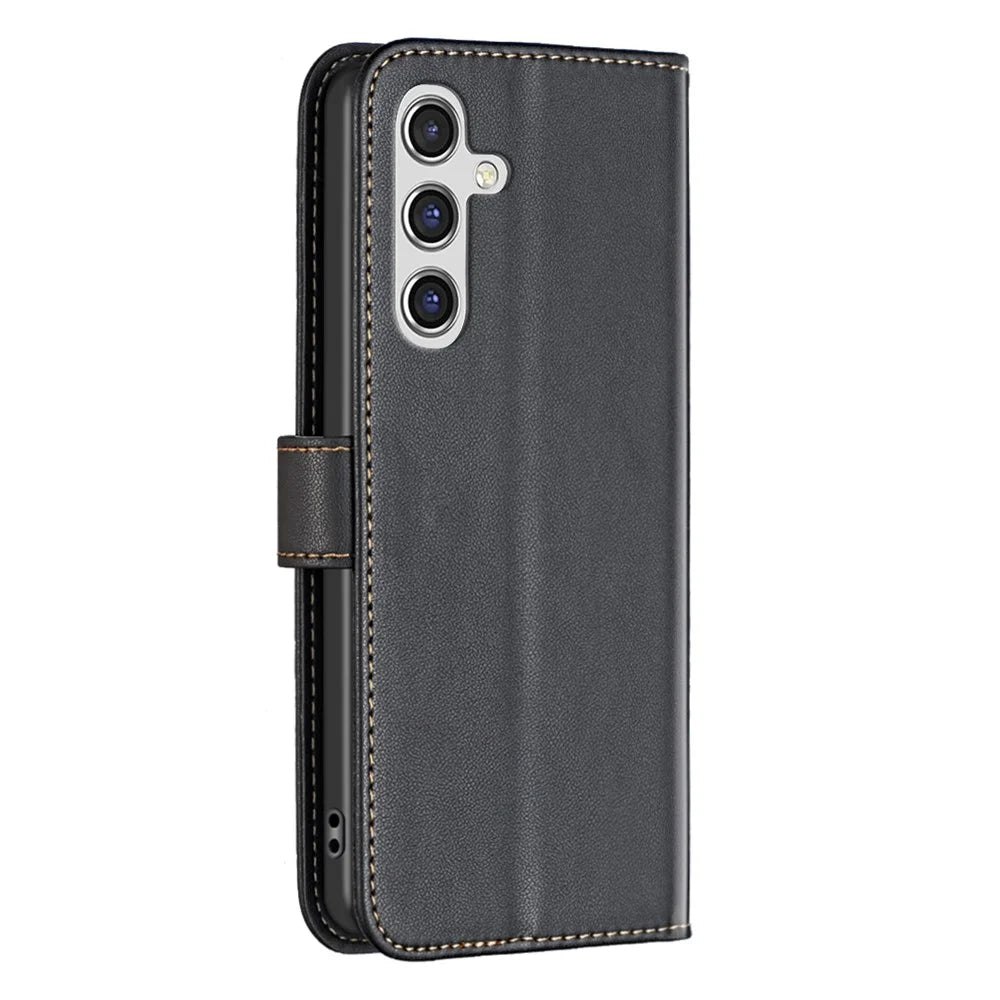 BINFEN COLOR BF17 For Samsung Galaxy A15 4G Case Leather Wallet Phone Cover - Black - 7