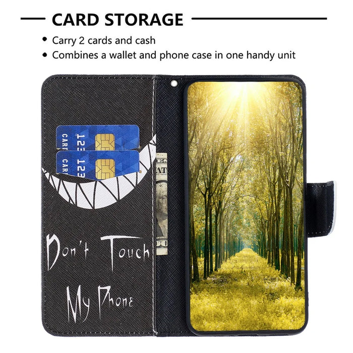 For Samsung Galaxy A15 4G Case Pattern Printing PU Leather Wallet Phone Cover - Don't Touch My Phone - 3