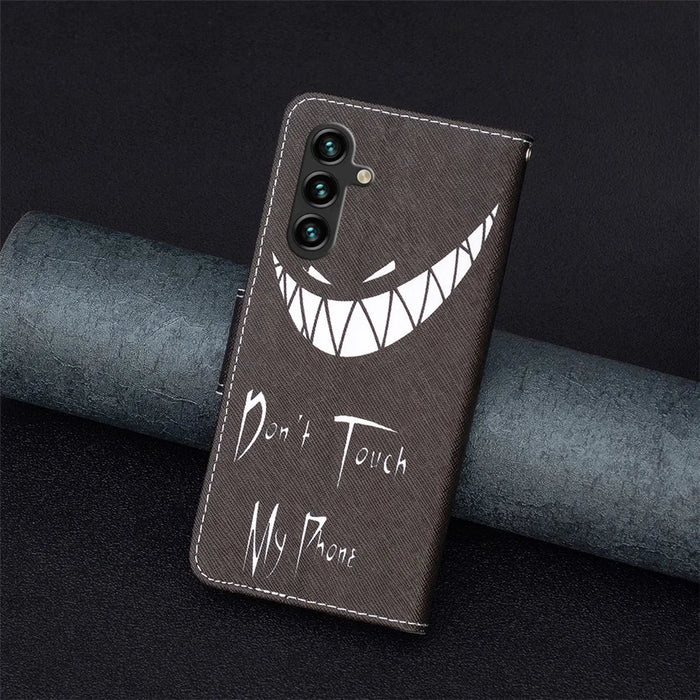 For Samsung Galaxy A15 4G Case Pattern Printing PU Leather Wallet Phone Cover - Don't Touch My Phone - 6