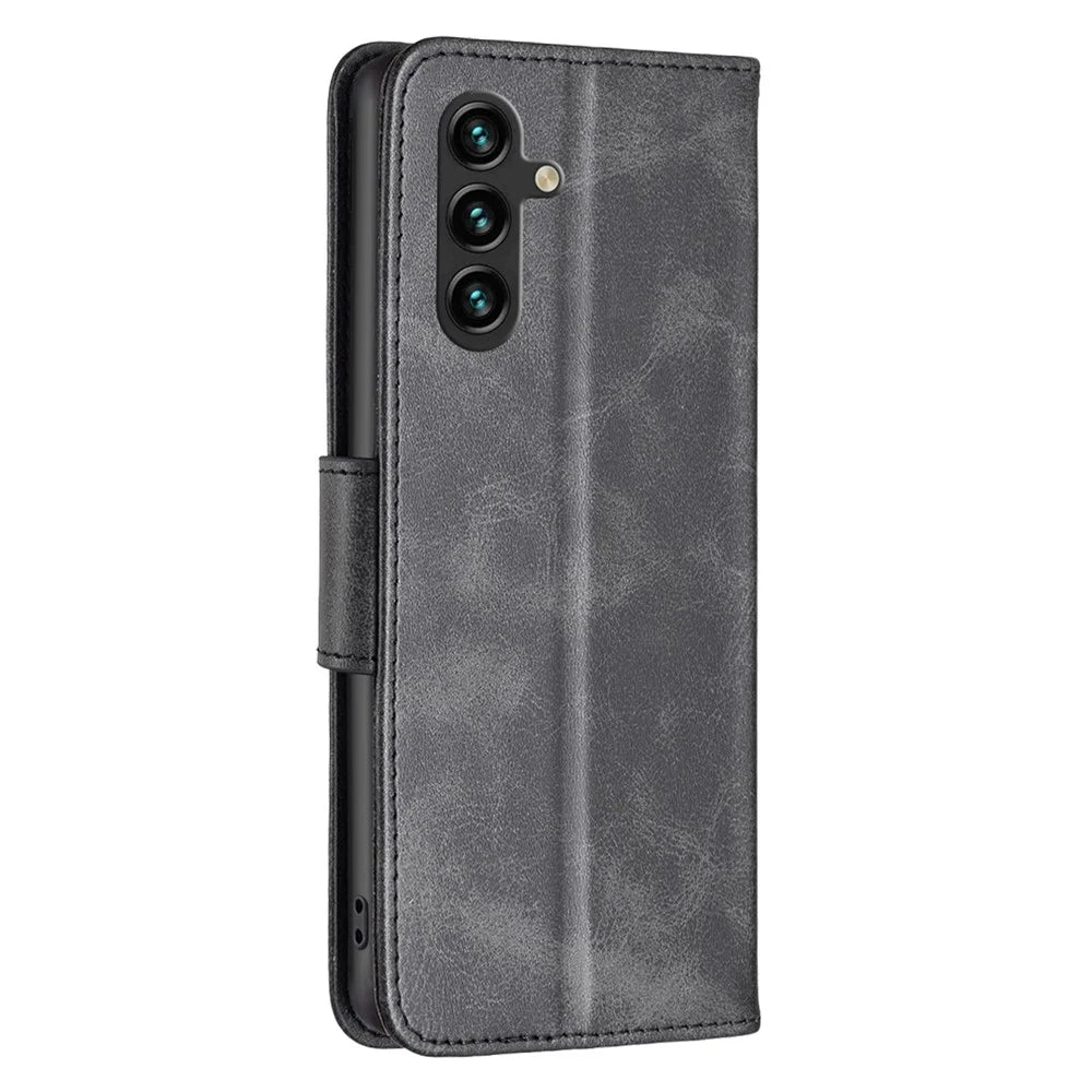For Samsung Galaxy A15 4G Case Stand Wallet Textured PU Leather Cell Phone Cover - Black - 5