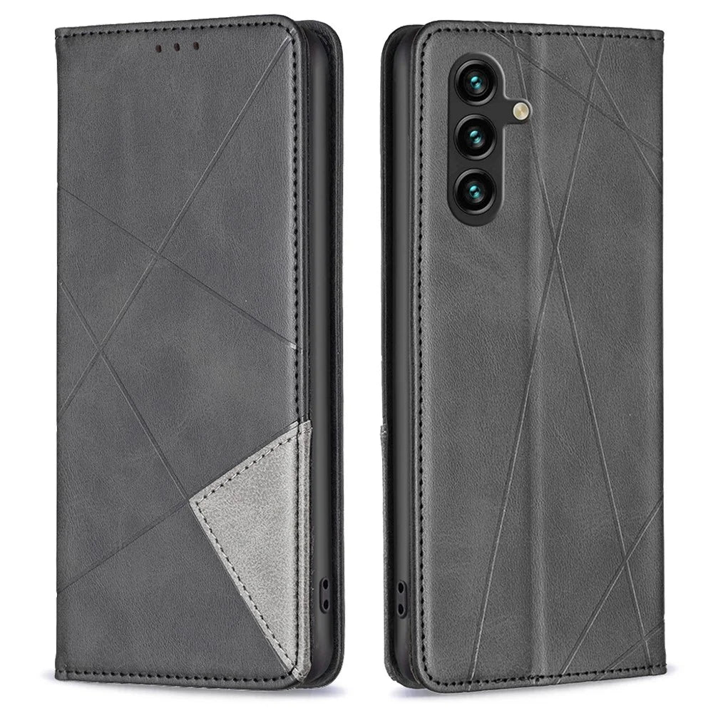 For Samsung Galaxy A15 4G Case Phone Stand Cover with Card Slots - Black - 1