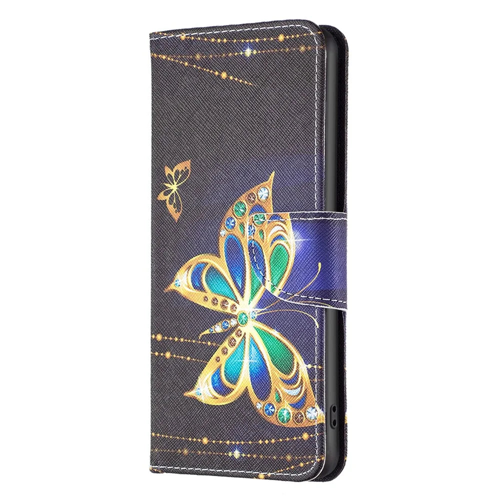 For Samsung Galaxy A15 4G Case Wallet PU Leather Pattern Printing Phone Cover - Jewelry Butterfly - 4