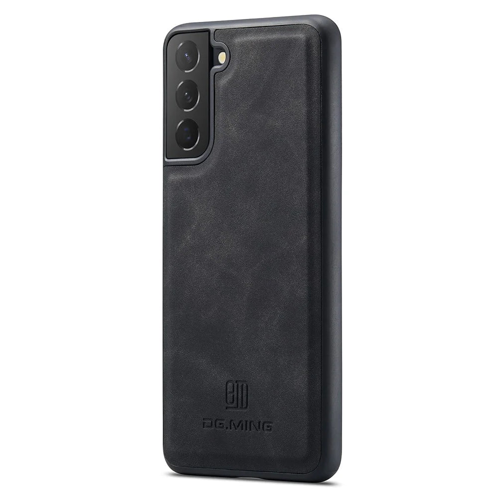 DG.MING Protective Case for Samsung Galaxy S22 5G Case Drop-Proof PC+TPU+PU Phone Cover - Black - 2